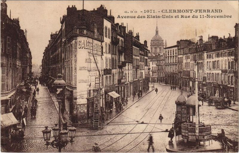 Carte postale ancienne Clermont Ferrand Avenue des Etats Unis,Rue du 11 Novembre à Clermont-Ferrand