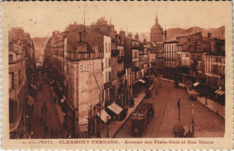 Carte postale ancienne Clermont Ferrand Avenue des Etats Unis et Rue Neuve à Clermont-Ferrand