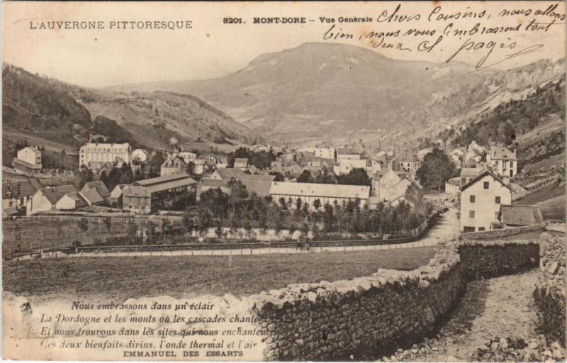 Carte postale ancienne Mont Dore vue generale à Mont-Dore