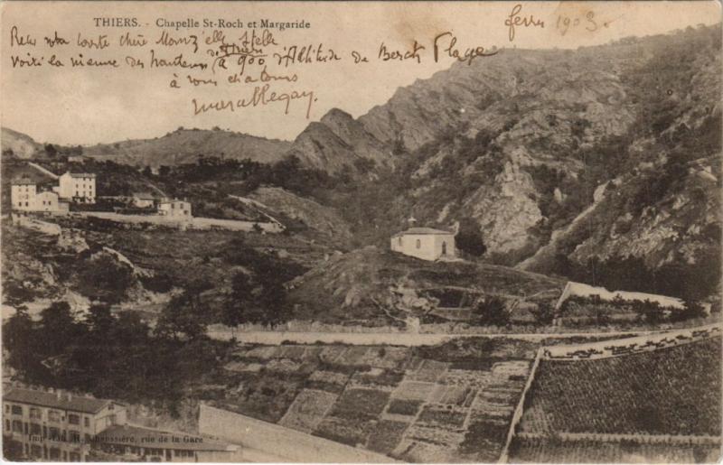 Carte postale ancienne Thiers Chapelle Saint-Roch et Margaride à Thiers