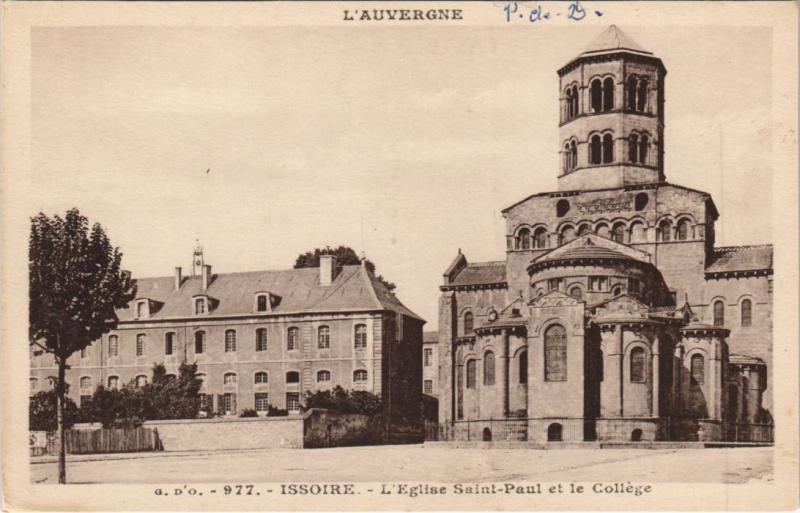 Carte postale ancienne Issoire L'Eglise Saint-Paul et le College à Issoire
