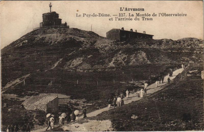 Carte postale ancienne Le Puy de Dome - L'Observatoire et l'Arrivee du Tram