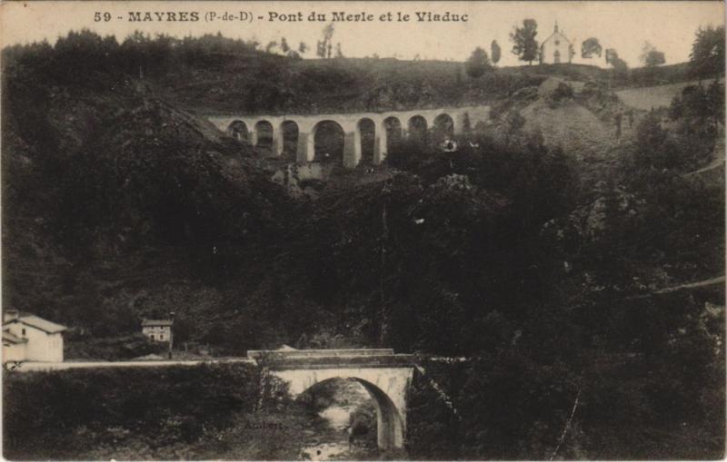 Carte postale ancienne Mayres Pont du Merle et le Viaduc à Mayres