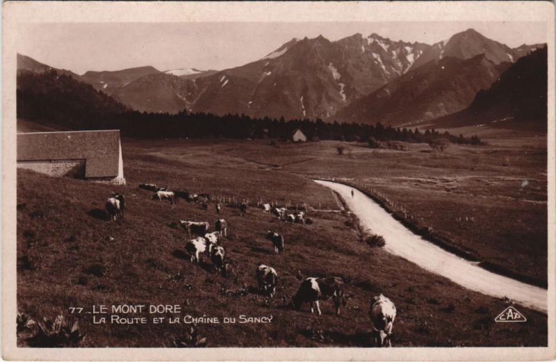 Carte postale ancienne Le Mont-Dore La Route et la Chaine du Sancy à Mont-Dore