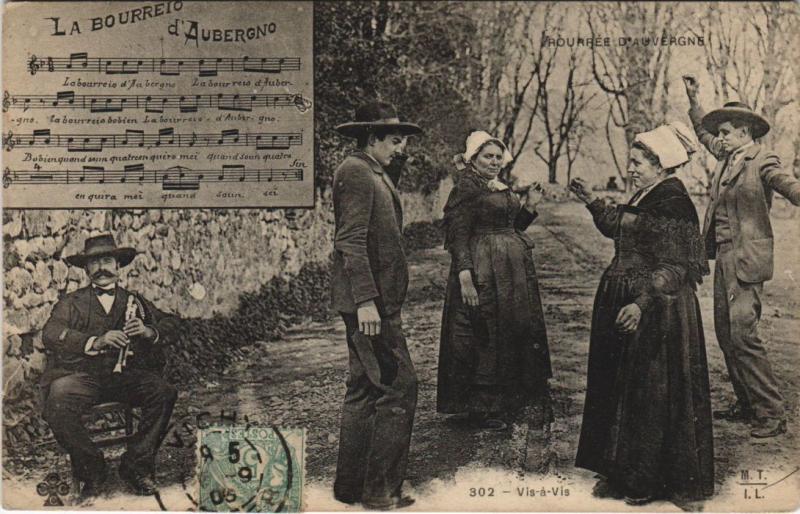 Carte postale ancienne Bourree d'Auvergne - Vis-Vis