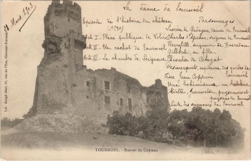 Carte postale ancienne Chateau de Tournoel - Ruines du Chateau