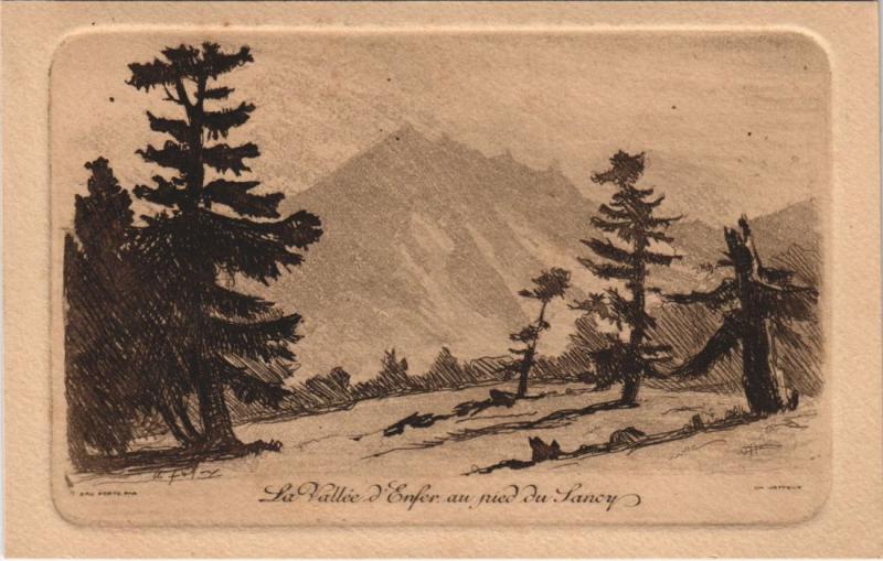 Carte postale ancienne La Vallee d'Enfer au pied du Sancy