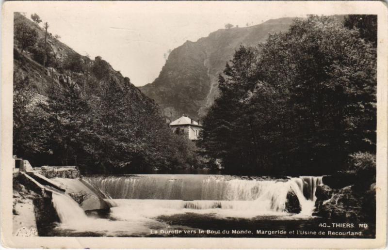 Carte postale ancienne Thiers Le Durolle vers le Bout du Monde - Margeride et l'Usine à Thiers