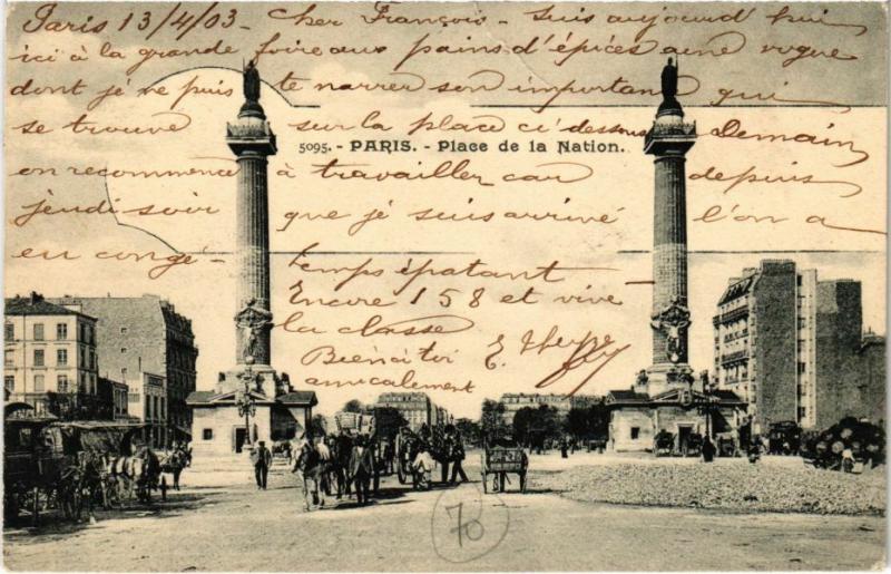Carte postale ancienne Paris 12e - Place de la Nation à Paris 12e