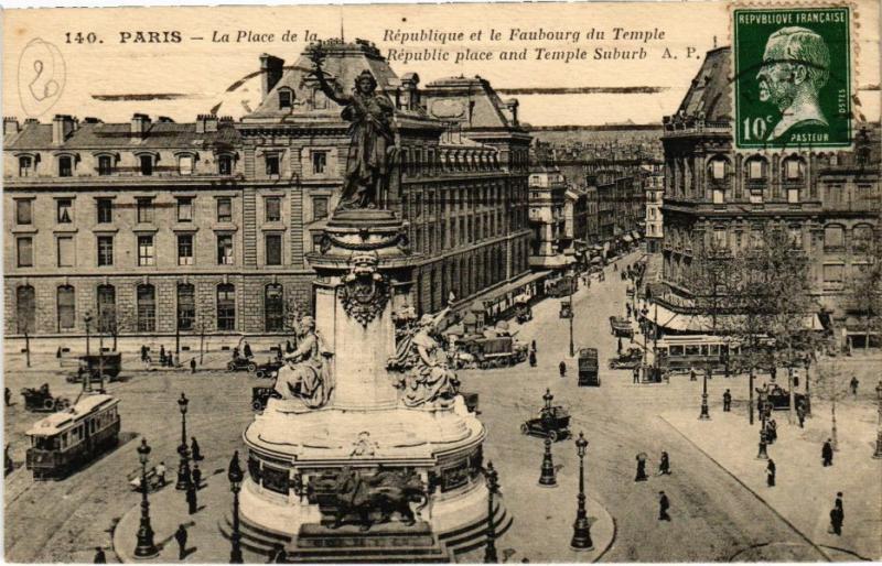 Carte postale ancienne Paris 11e - La Place de la République à Paris 11e