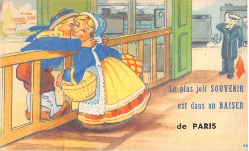 Carte postale ancienne Paris - Cpa A Systeme De Depliant Representant Diverses Vues De Paris à Paris