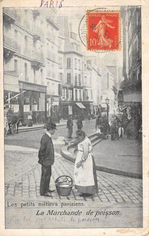 Carte postale ancienne Paris - Les Petits Metiers Parisiens - La Marchande De Poissons à Paris