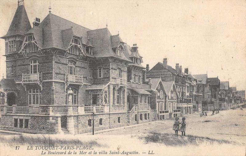 Carte postale ancienne Le Touquet Paris Plage - Le Boulevard De La Mer Et Villa Saint-Augustin à Saint-Augustin