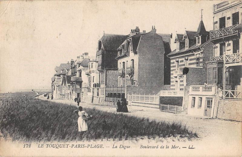 Carte postale ancienne Le Touquet Paris Plage - La Digue - Boulevard De La Mer au Touquet-Paris-Plage