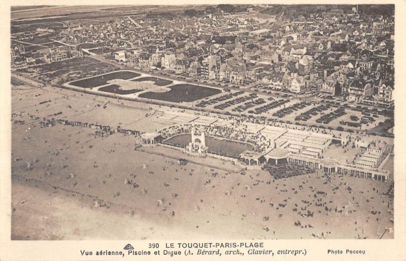 Carte postale ancienne Le Touquet Paris Plage - Vue Aerienne - Piscine Et Digue au Touquet-Paris-Plage