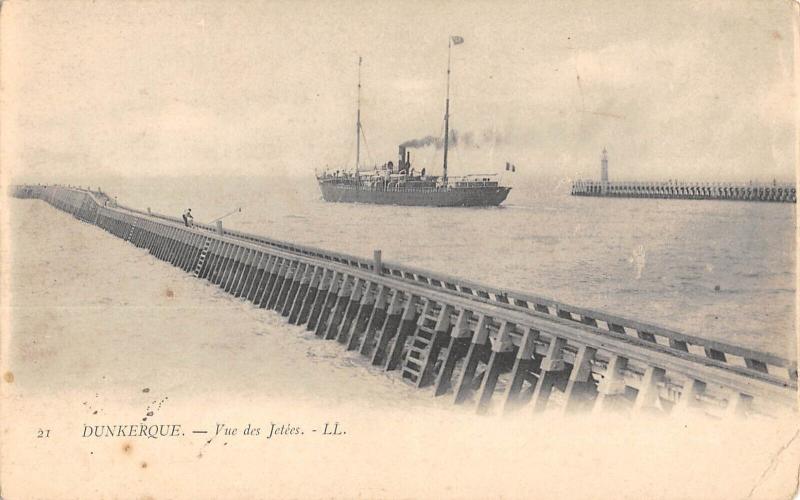 Carte postale ancienne Dunkerque - Vue Des Jetees à Dunkerque