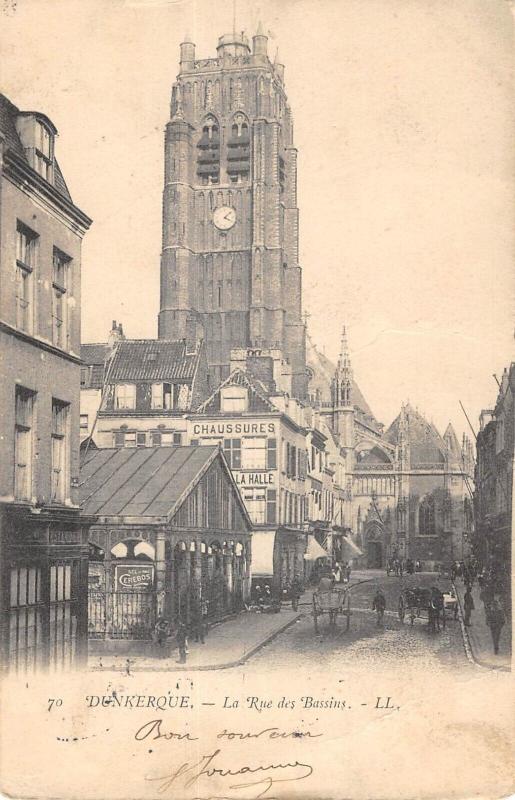 Carte postale ancienne Dunkerque - La Rue Des Bassins à Dunkerque