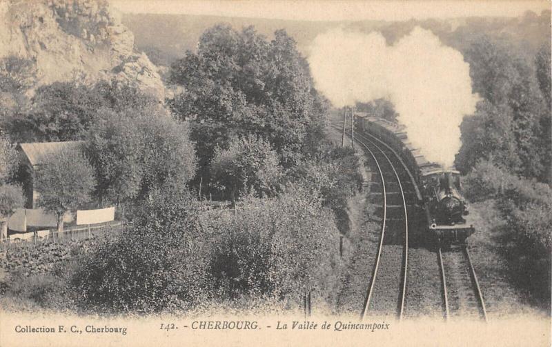 Carte postale ancienne Cherbourg - La Vallee De Quincampoix - Train