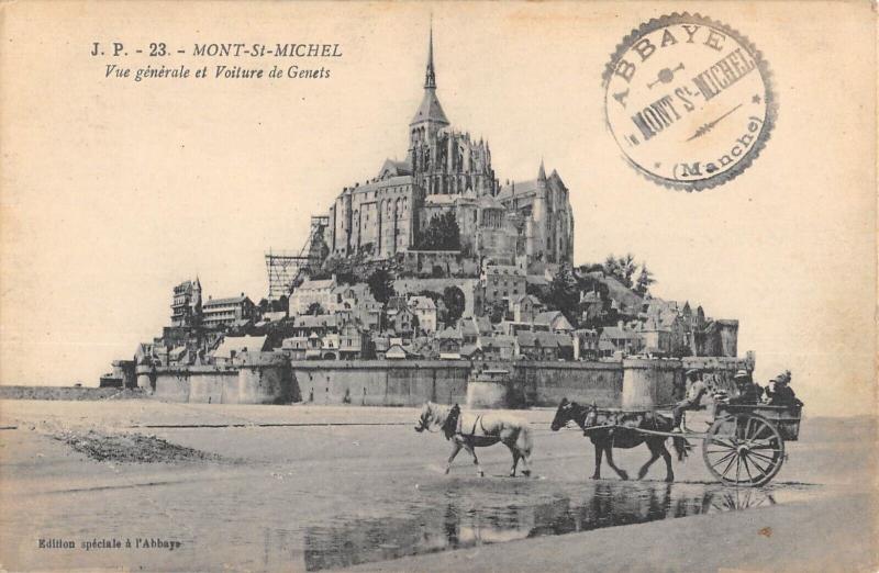 Carte postale ancienne Mont Saint Michel - Vue Generale Et Voiture Des Genets