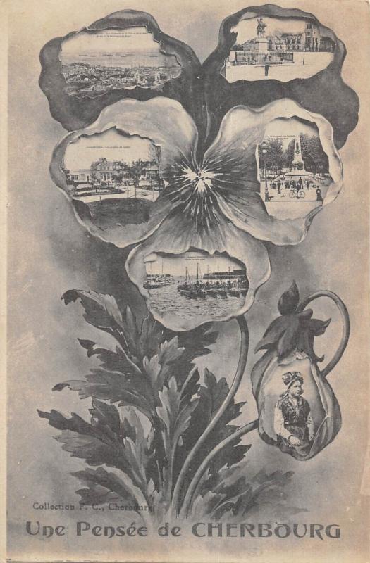 Carte postale ancienne Une Pensee De Cherbourg