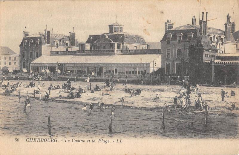 Carte postale ancienne Cherbourg - Le Casino Et La Plage