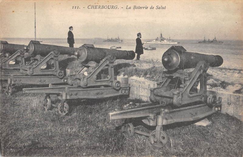 Carte postale ancienne Cherbourg - La Batterie De Salut