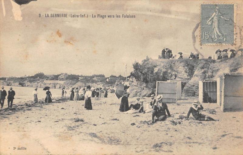 Carte postale ancienne La Bernerie - La Plage Vers Les Falaises