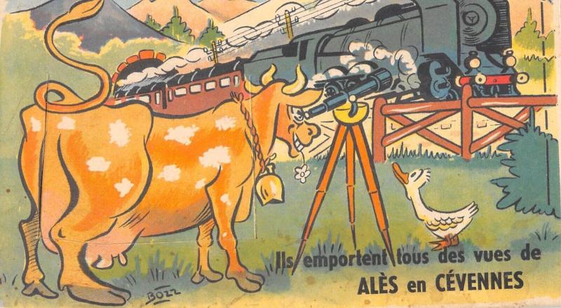 Carte postale ancienne Ales En Cevennes - Cpa A Systeme De Depliant Representant Diverses Vues D