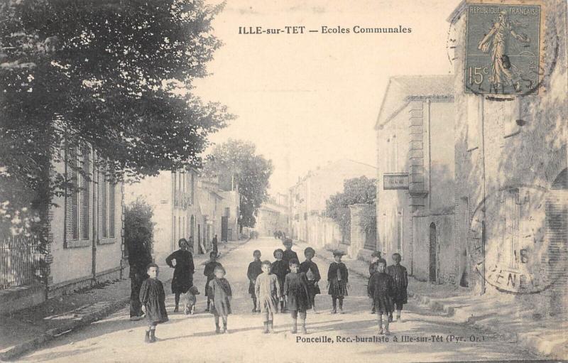 Carte postale ancienne Ille Sur Tet - Ecoles Communales - éditeur Ponceille - Cpa Rare à Ille-sur-Têt