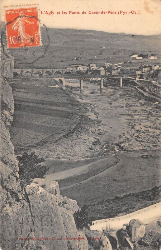 Carte postale ancienne L'Agly Et Les Ponts De Cases De Pene
