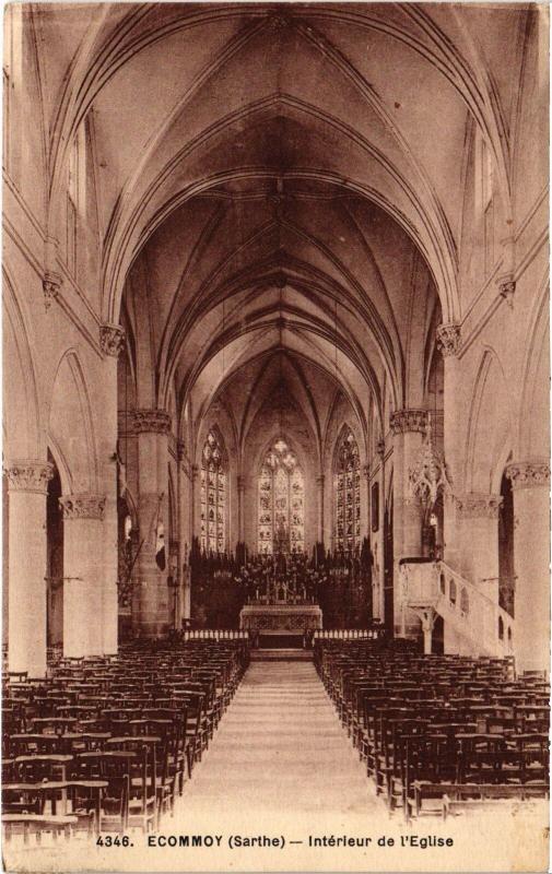 Carte postale ancienne Ecommoy Eglise interieur