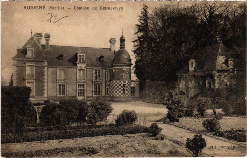 Carte postale ancienne Aubigne Chateau de Gennevraye