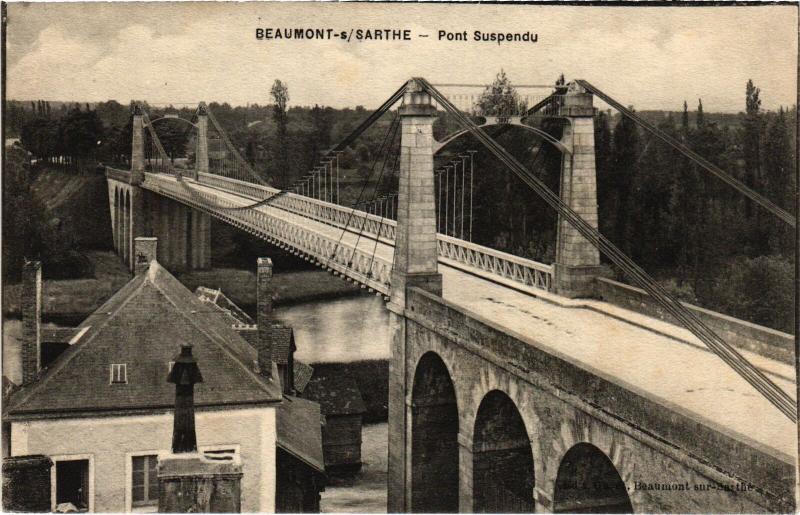 Carte postale ancienne Beaumont Pont suspendu