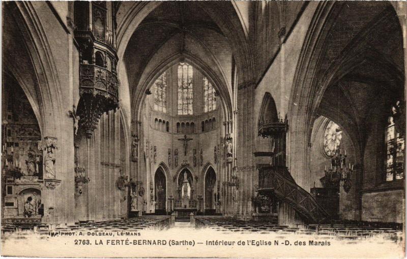 Carte postale ancienne La Ferte Bernard interieur de l'Eglise Notre Dame des Marais