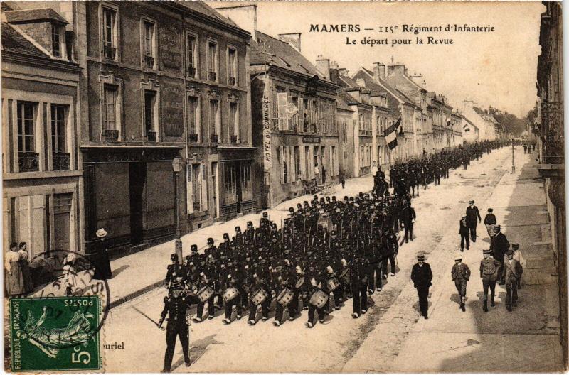 Carte postale ancienne Mamers Le depart pour la Revue à Mamers