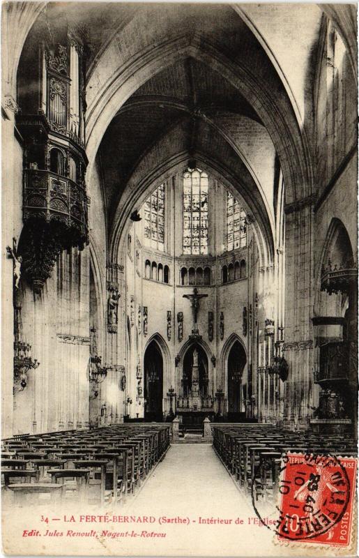 Carte postale ancienne La Ferte Bernard interieur de l'Eglise
