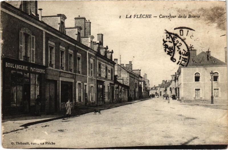 Carte postale ancienne La Fleche Carrefour de la Boierie