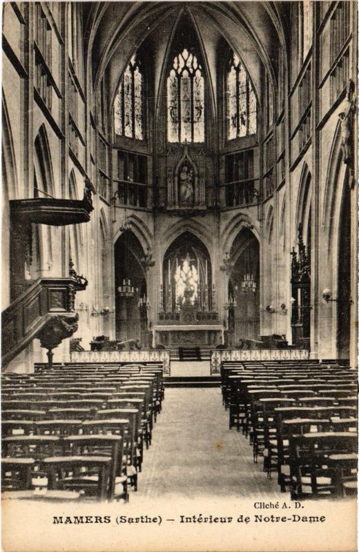 Carte postale ancienne Mamers interieur de Notre Dame à Mamers