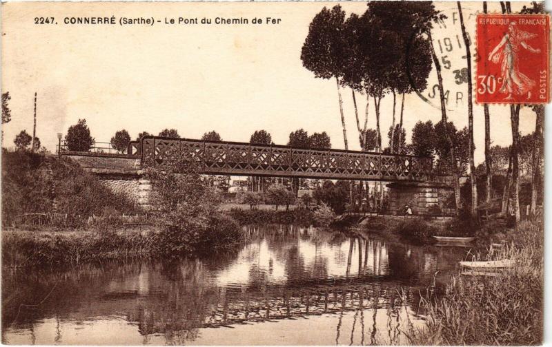 Carte postale ancienne Connerre Pont du Chemin de fer