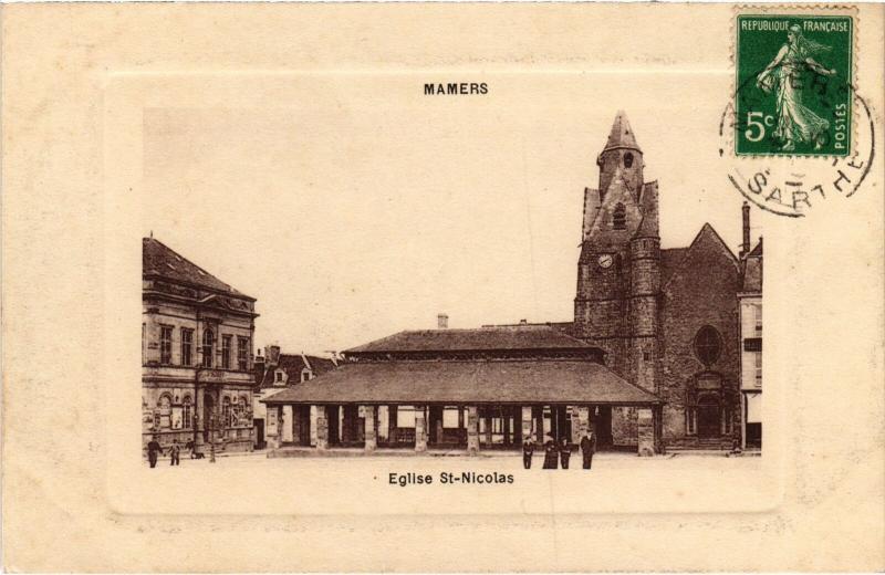 Carte postale ancienne Mamers Eglise Saint-Nicolas à Mamers