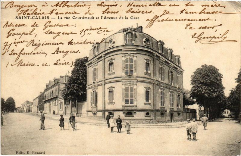 Carte postale ancienne St Calais Rue Coursimault Avenue de la Gare