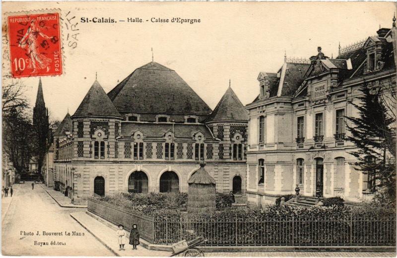 Carte postale ancienne St Calais Caisse d'Epargne