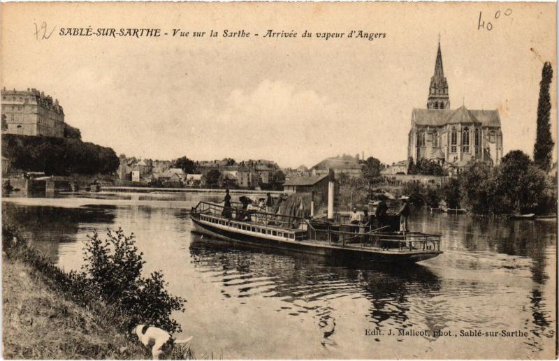 Carte postale ancienne Sable arrivee du vapeur d'Angers
