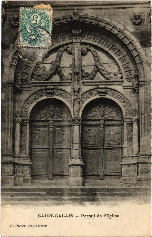 Carte postale ancienne St Calais portail de l'eglise