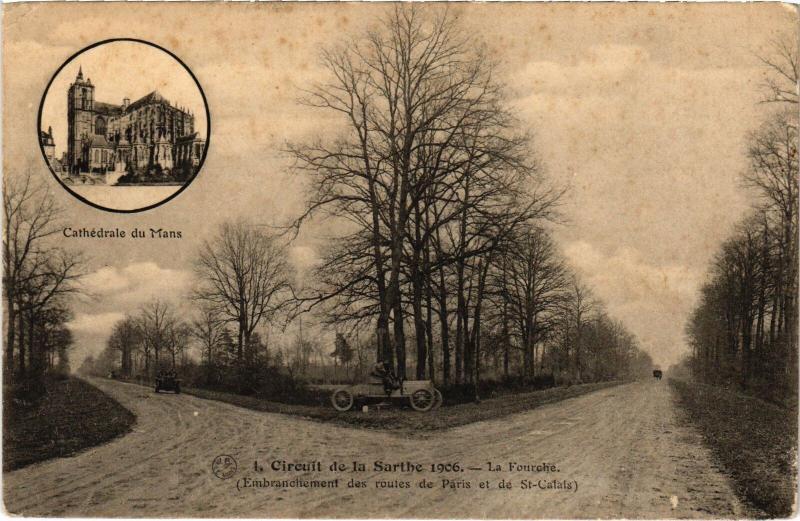 Carte postale ancienne St Calais Routes de Paris