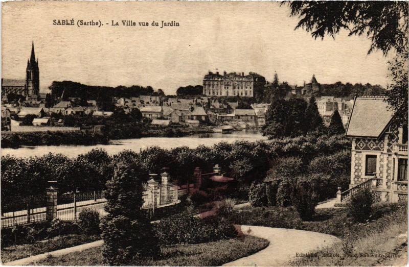 Carte postale ancienne Sable la ville vue du jardin