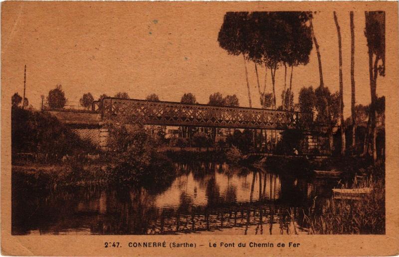 Carte postale ancienne Connerre Pont du Chemin de fer