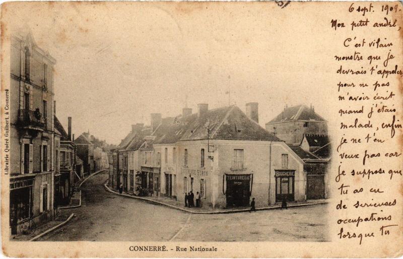 Carte postale ancienne Connerre Rue Nationale