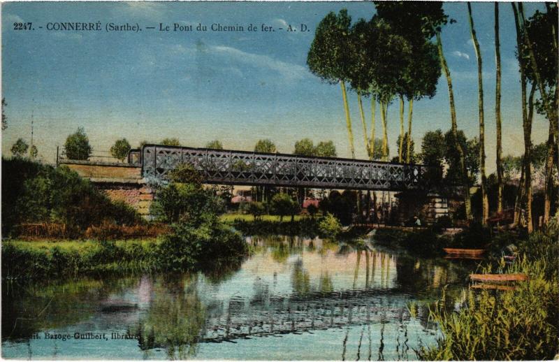 Carte postale ancienne Connerre Pont du Chemin de fer