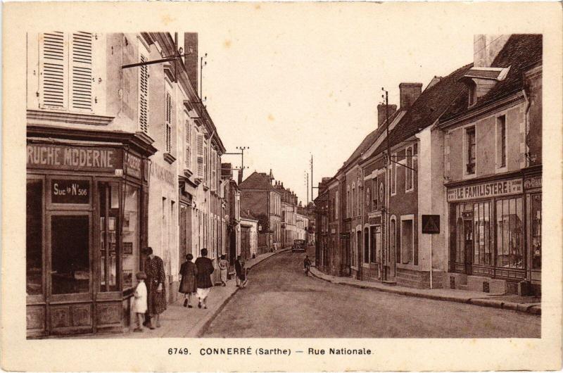 Carte postale ancienne Connerre Rue Nationale